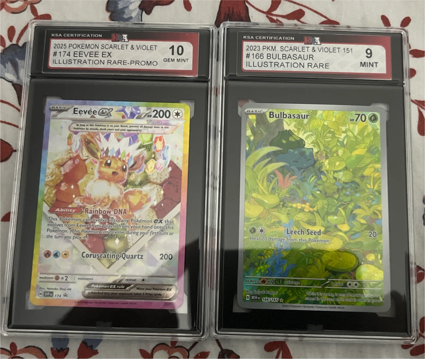 Pokemon Eevee EX and Bulbasaur Illustration Rare Cards