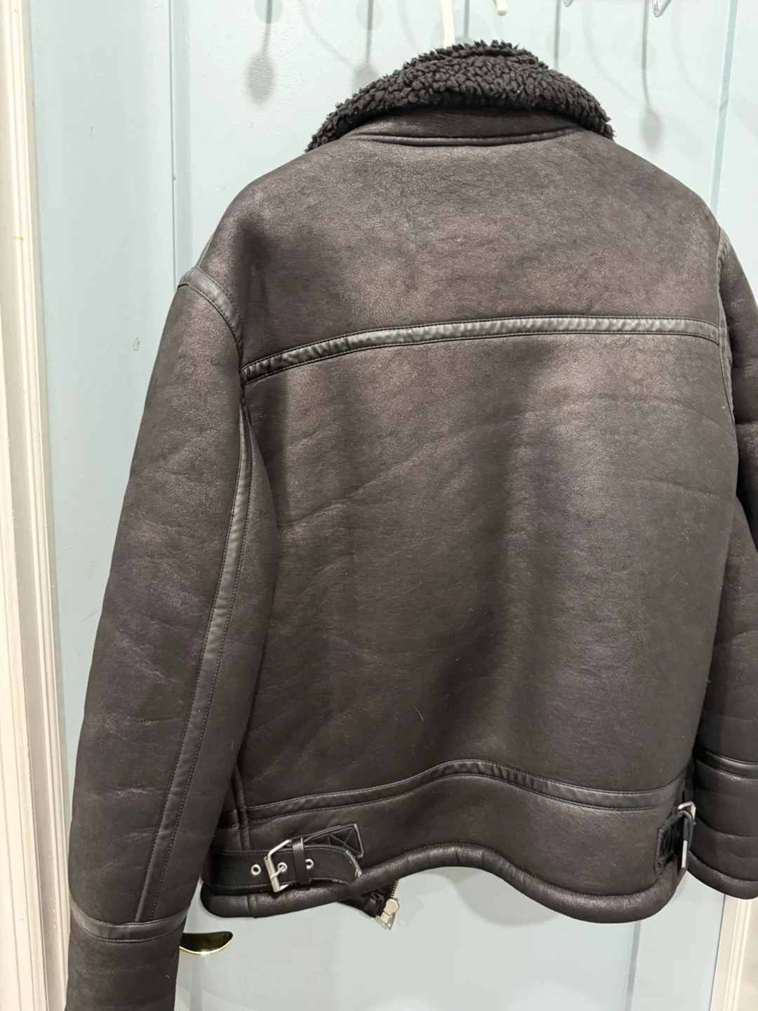 Zara Faux Leather Biker Jacket with Shearling Lining - photo 2