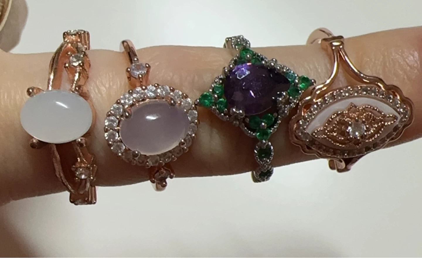 4 Assorted Ring Set - Rose Gold & Silver Tones