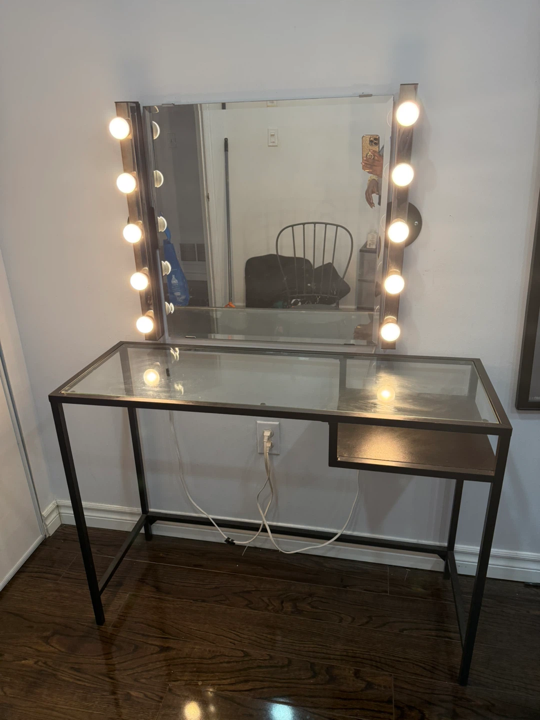 Vanity Makeup Desk with Lights and Mirror