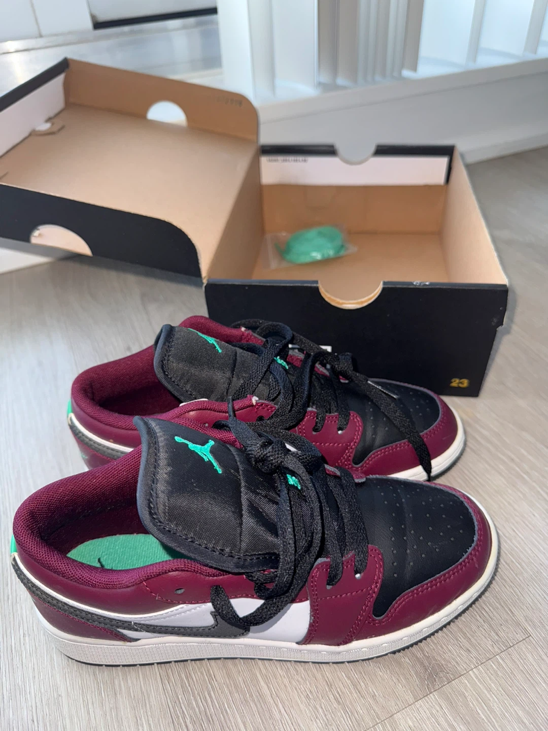 Air Jordan 1 Low Burgundy White Black Sneakers
