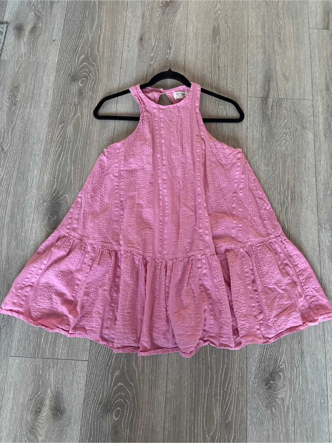 URBAN OUTFITTERS Pink Textured Tiered Mini Dress