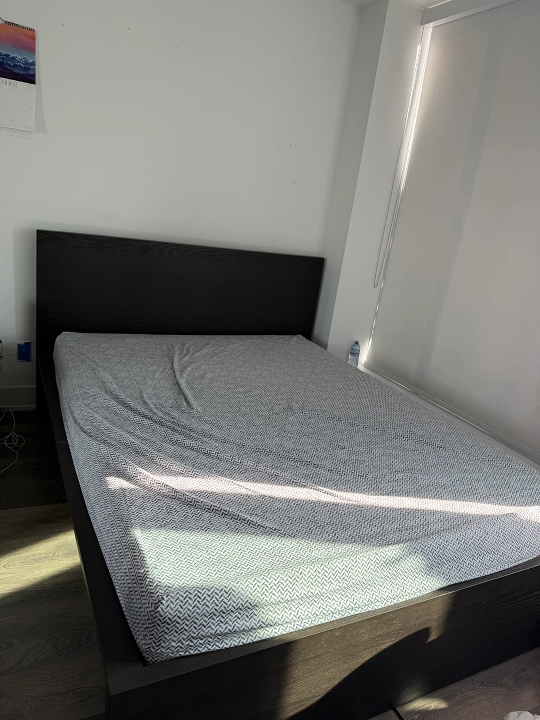Dark Brown Wooden Bed Frame with Headboard