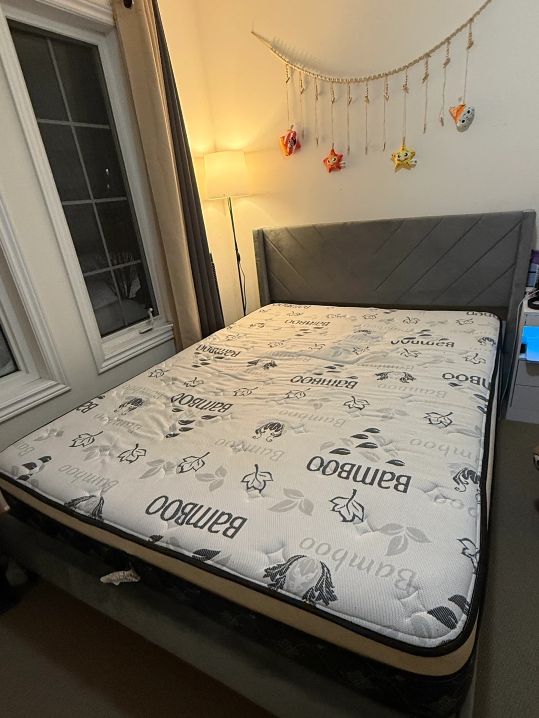 Queen Size Bed Frame with Bamboo Mattress – Excellent Condition