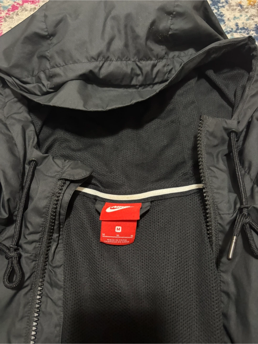Nike Black Hooded Windbreaker Jacket Size M - photo 4