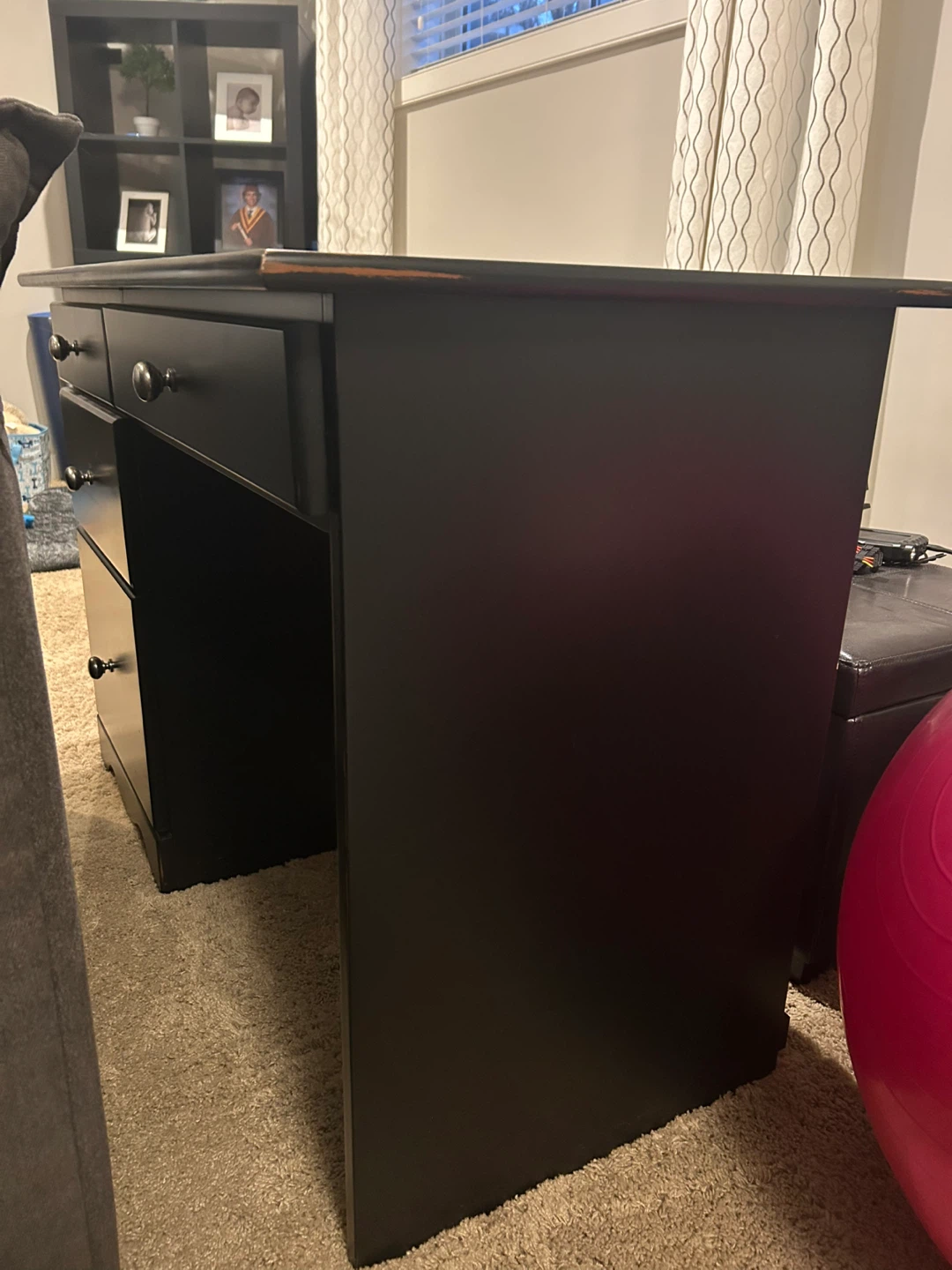 Dark Brown Weathered Desk w/ 4 Drawers & Chair - photo 3