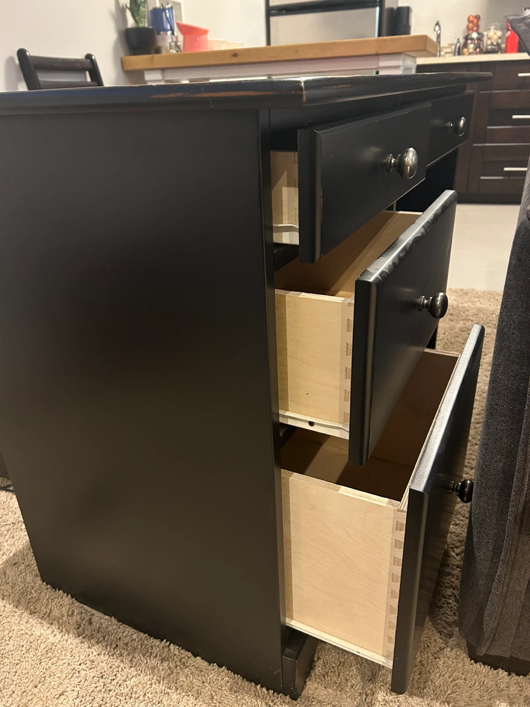 Dark Brown Weathered Desk w/ 4 Drawers & Chair - photo 4