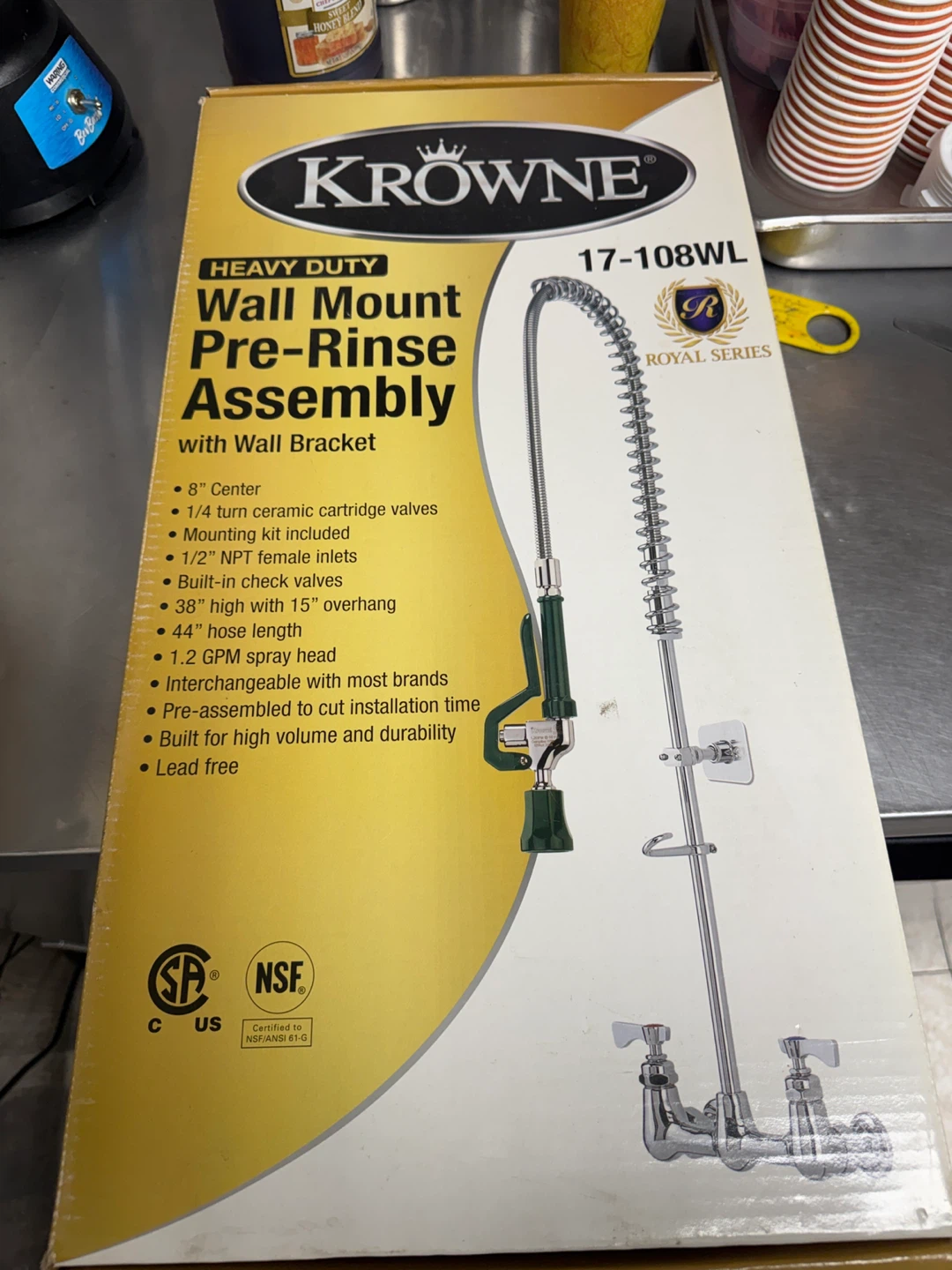 Krowne Heavy Duty Wall Mount Pre-Rinse Assembly 17-108WL