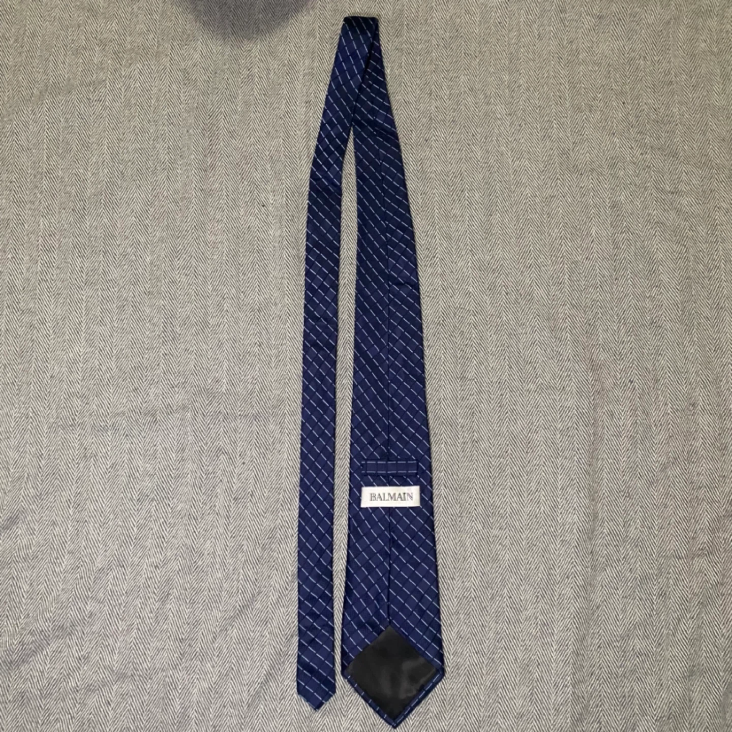 Balmain Navy Blue Patterned Silk Tie - photo 2