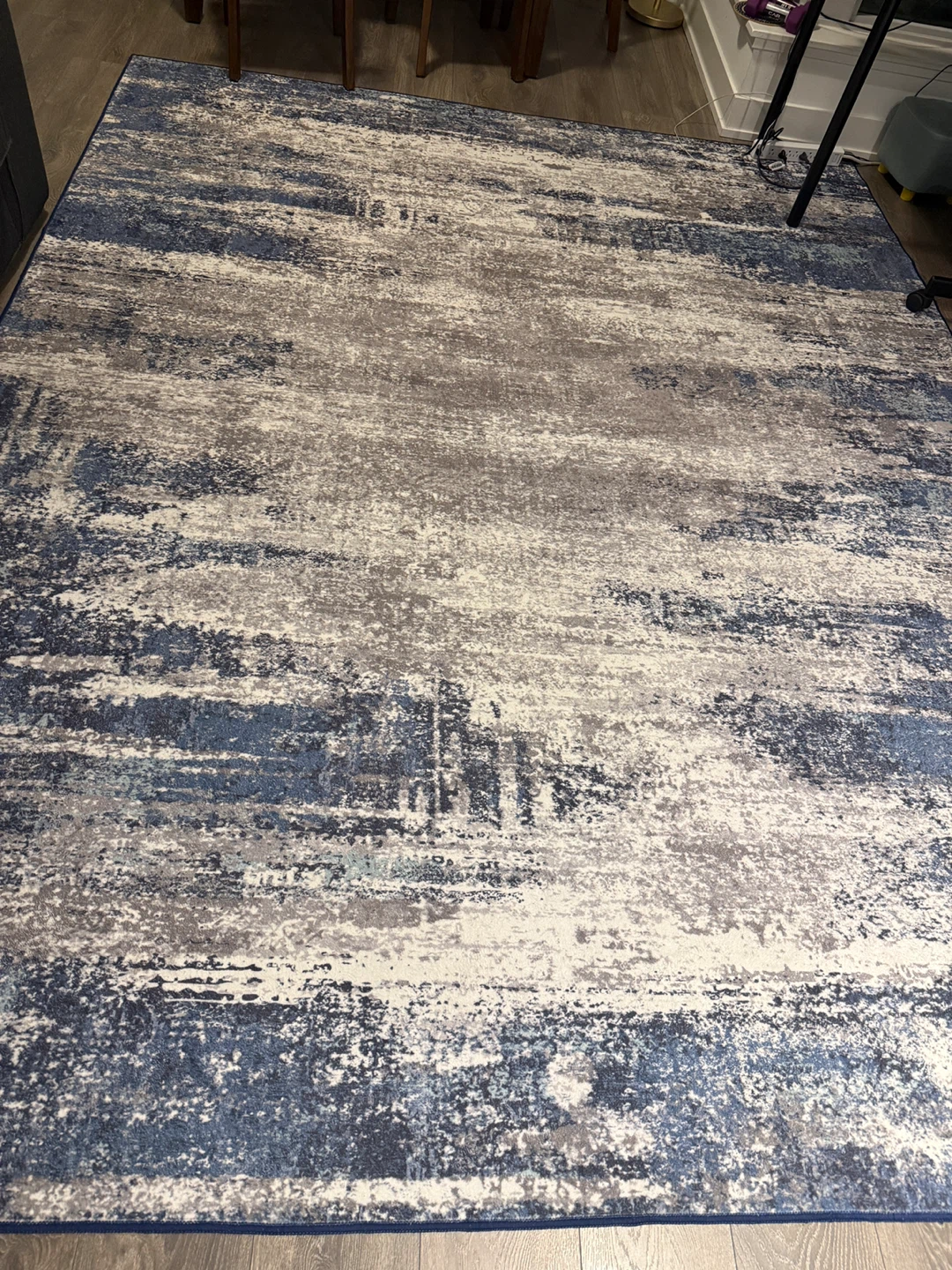Abstract Blue and Grey Area Rug