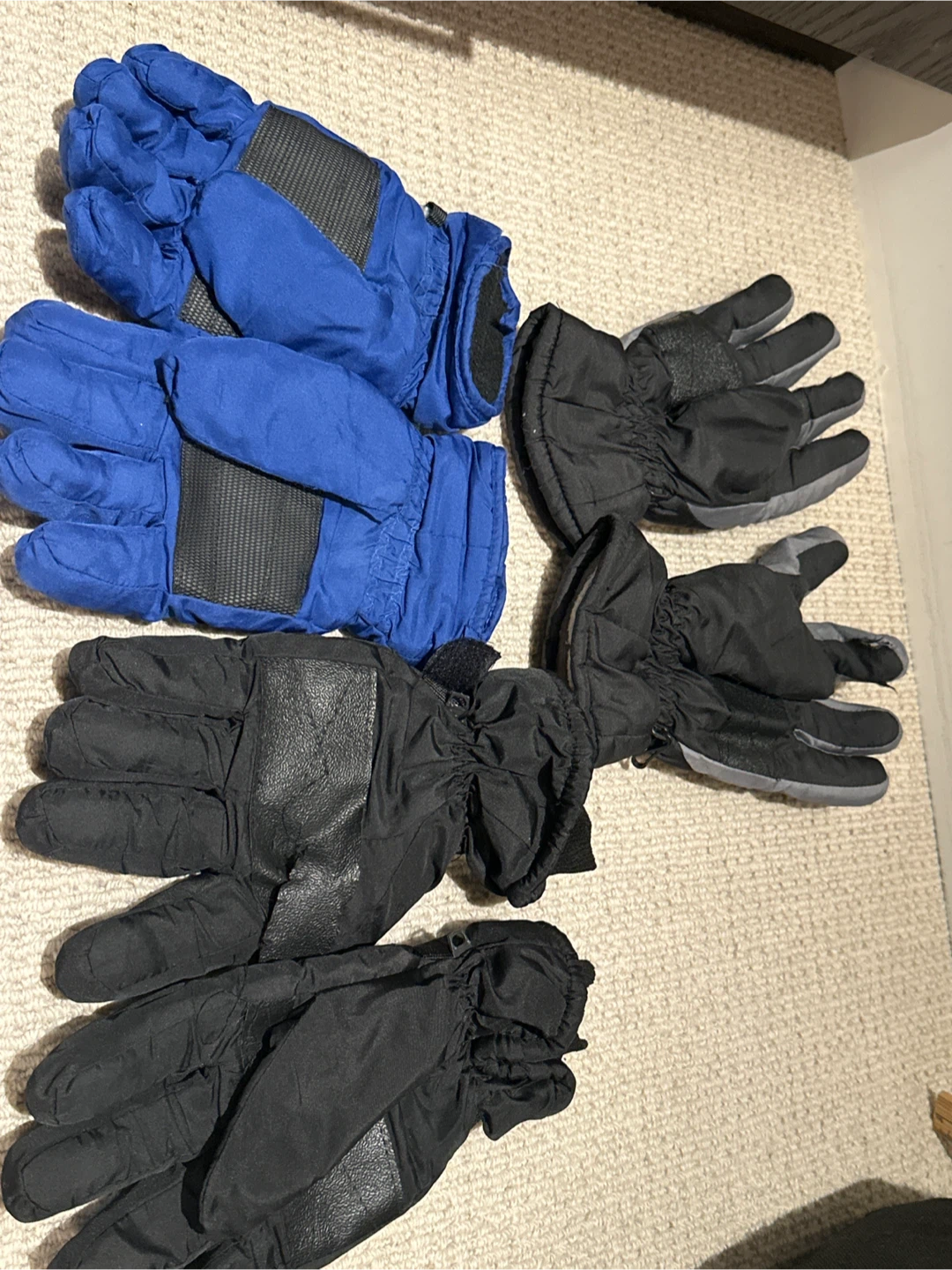 Pair of Blue and Black Ski Gloves