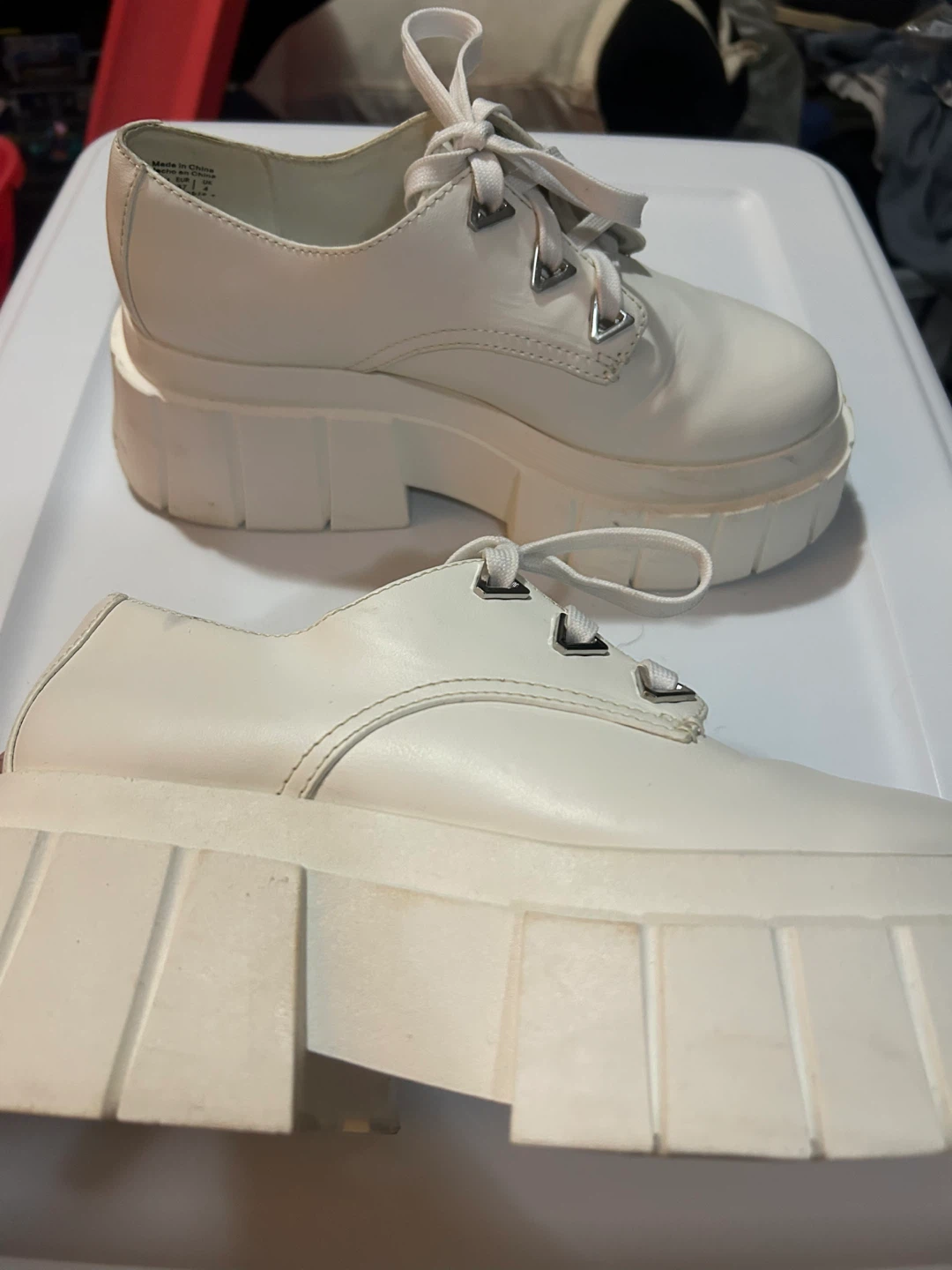 White Vegan Platform Shoes Call It Spring -  Size US 6.5
