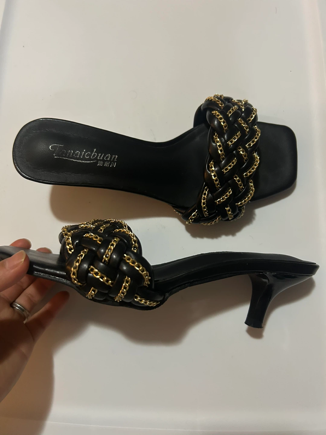NEW Black Braided Chain Sandals Tanatcbuan - Size US 5