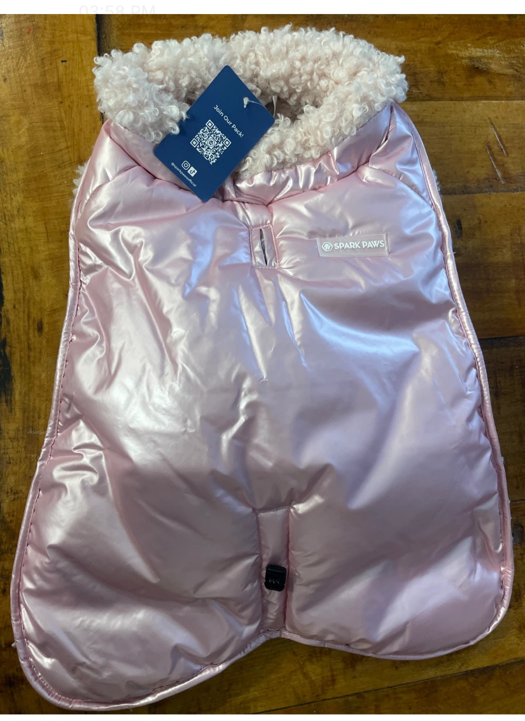 Spark Paws Pink Puffer Dog Coat with Sherpa Lining