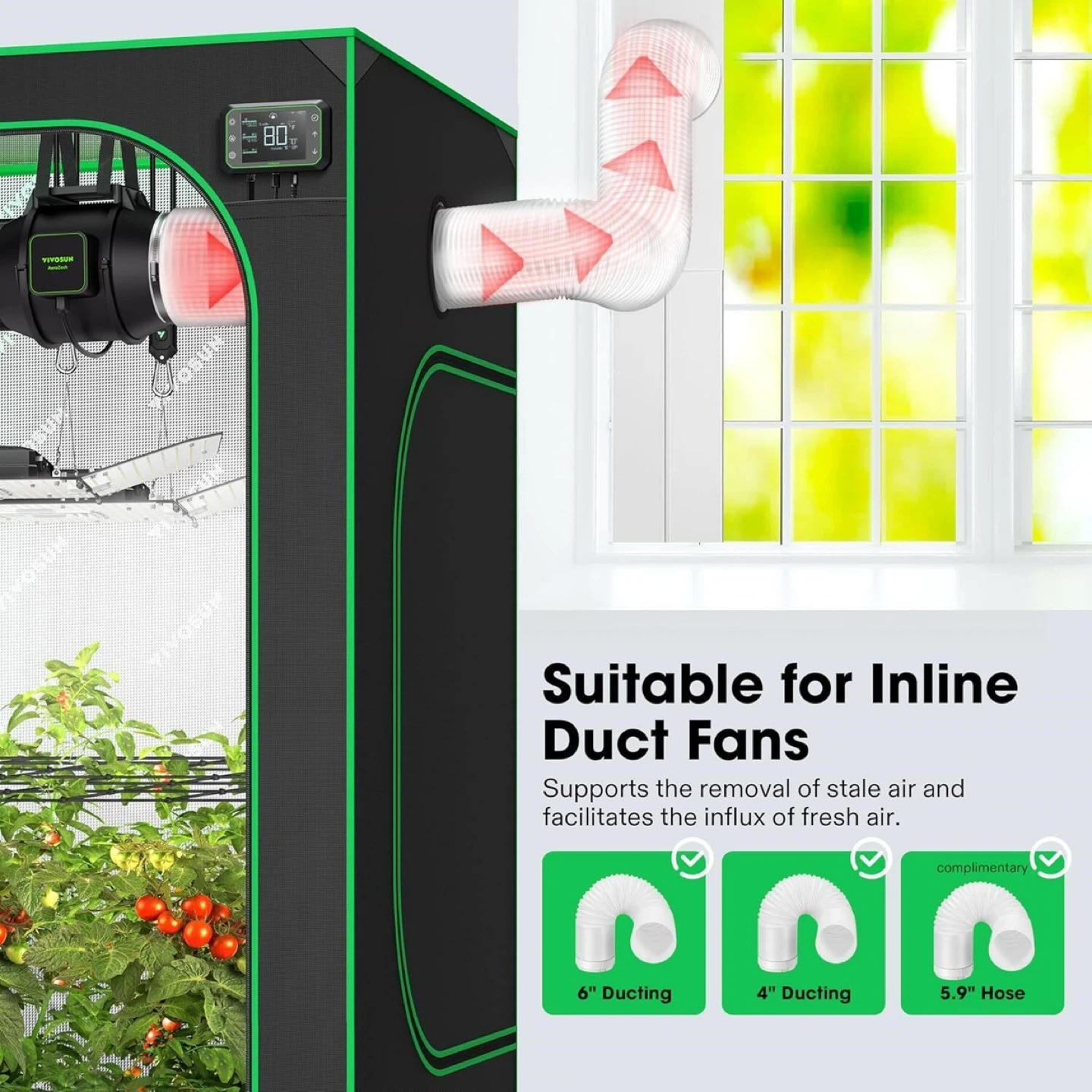 VIVOSUN Window Duct Kit, Portable AC Window Sea - photo 5