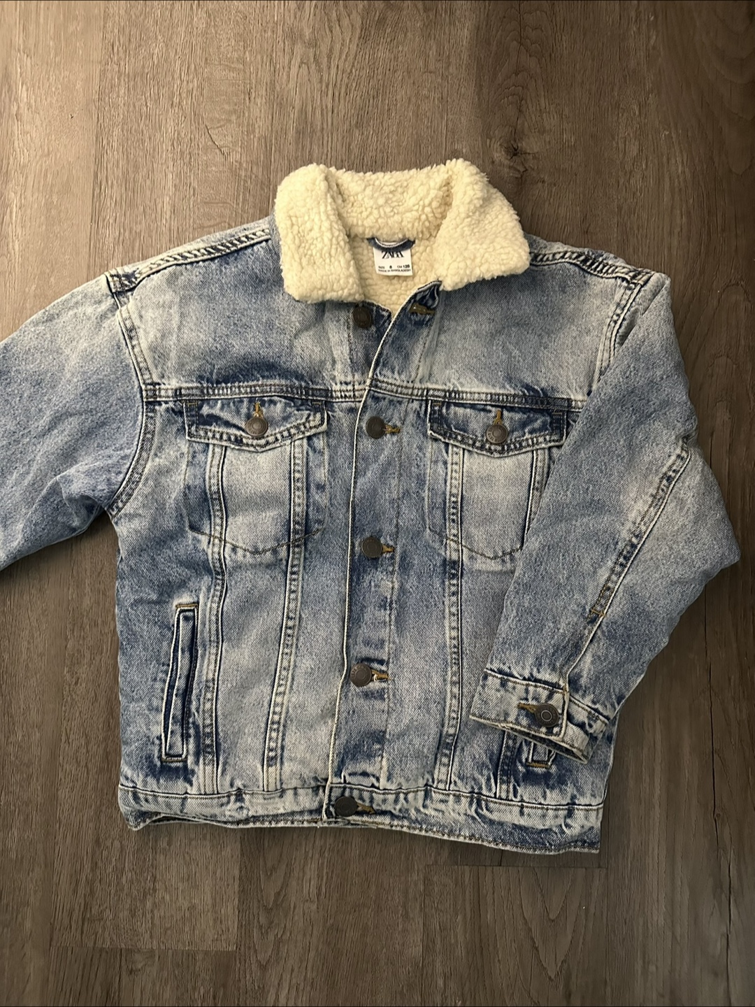 Zara Kids Denim Sherpa Jacket (Size 8Y)