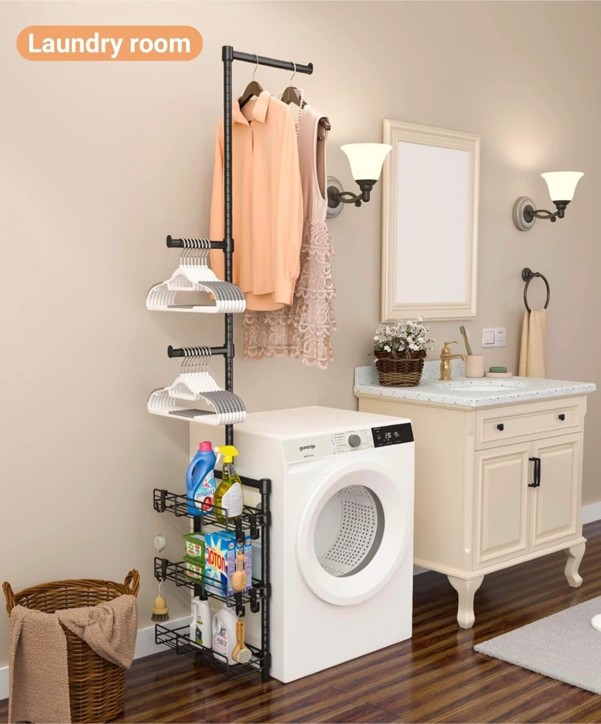 Heavy Duty Wire Basket Shelf with Hanger Rod - photo 2