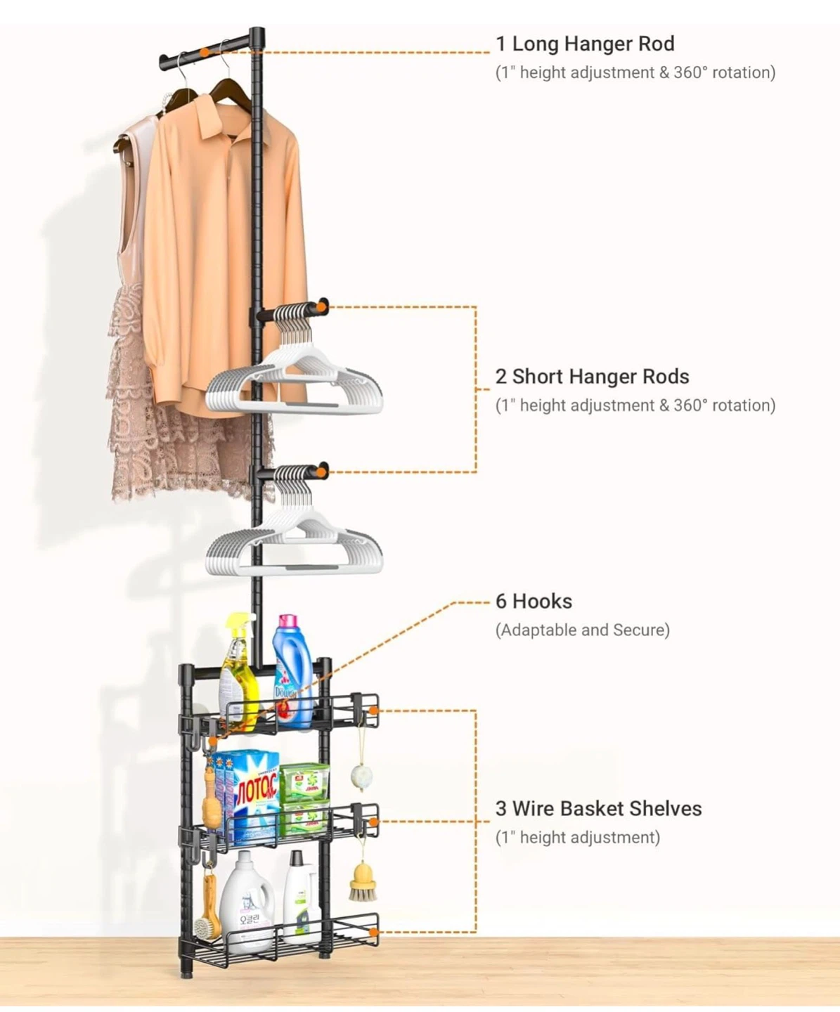 Heavy Duty Wire Basket Shelf with Hanger Rod - photo 5