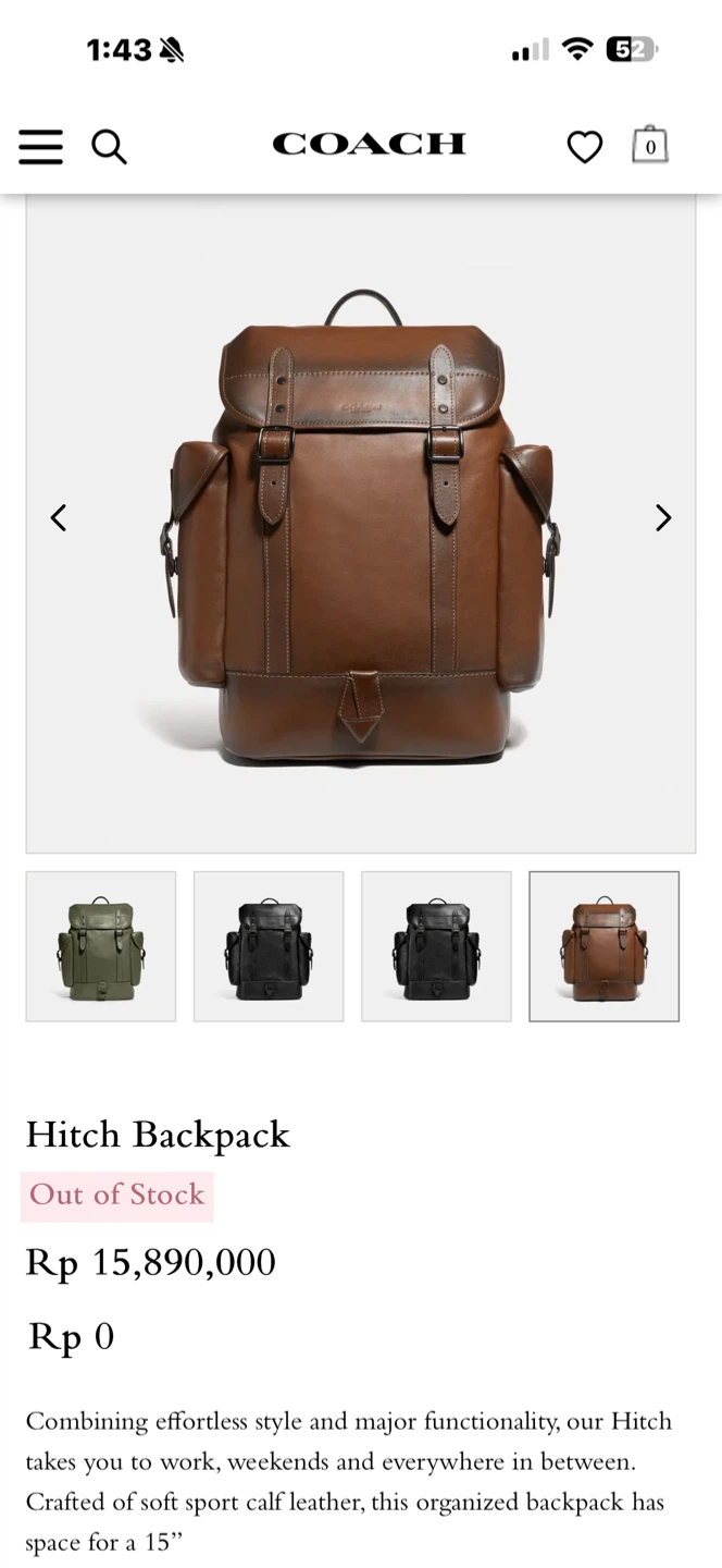 COACH Hitch Backpack -  Leather
