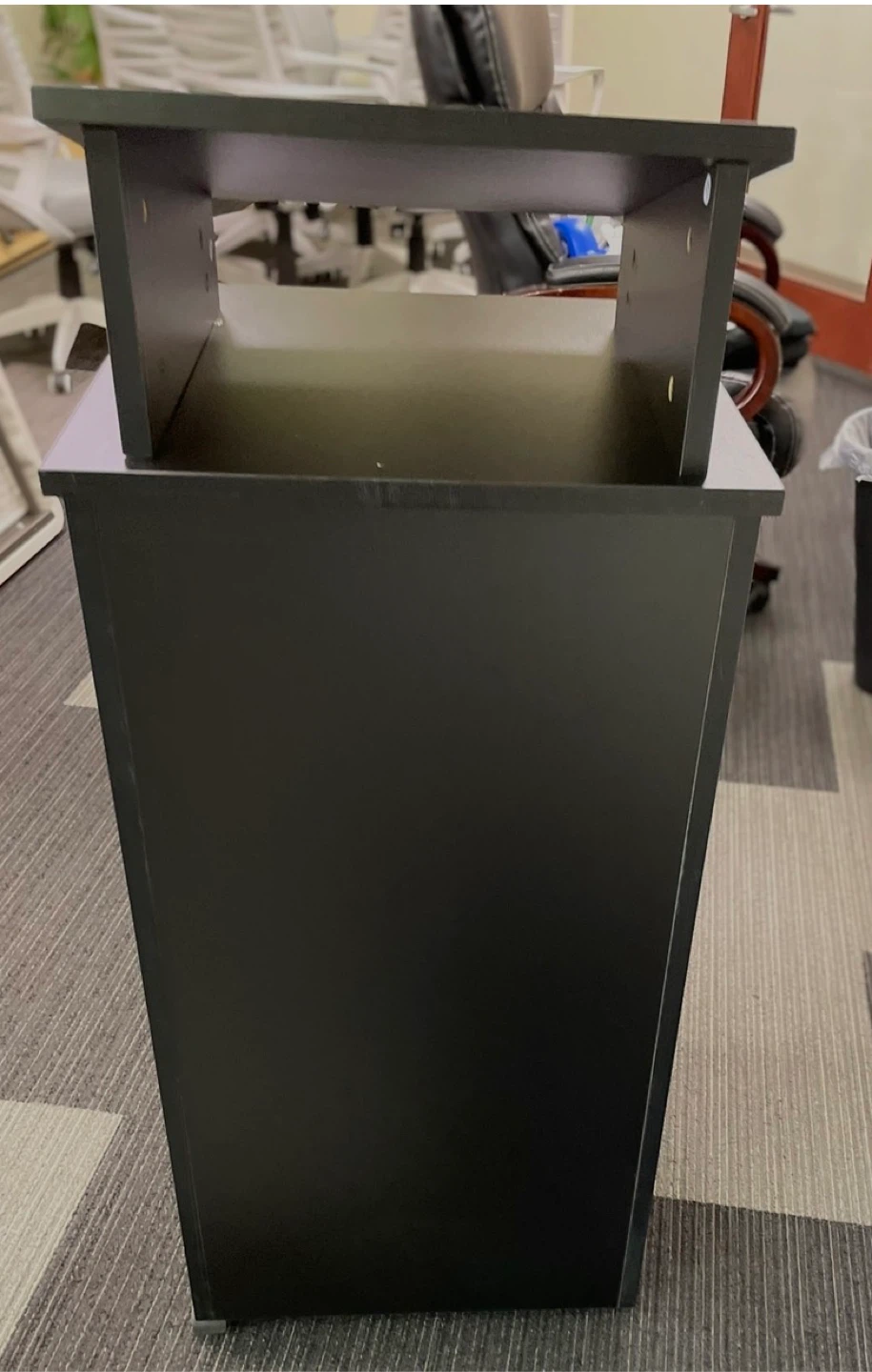 Black Lectern Stand with Shelves