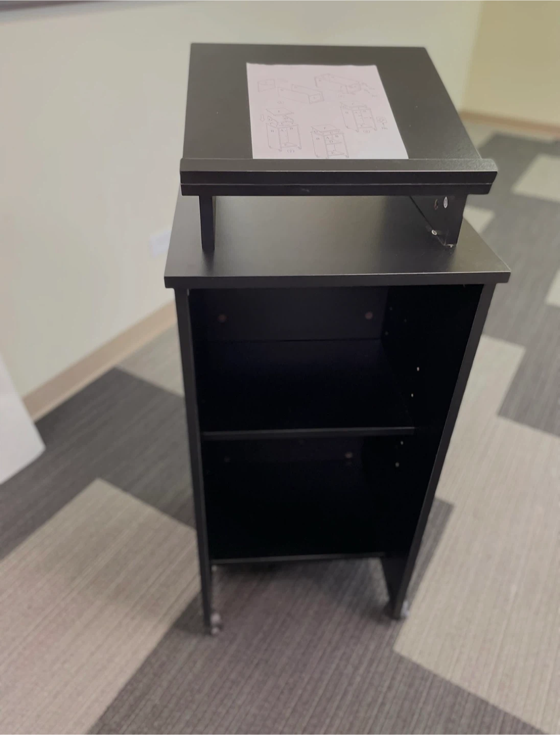 Black Lectern Stand with Shelves - photo 2