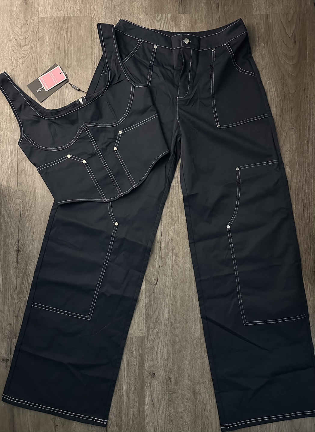 PrettyLittleThing Navy Contrast Seam Set (Size 6) - photo 2