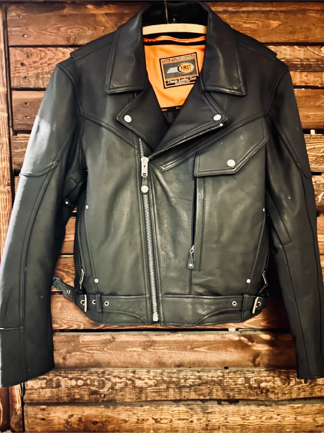 🏆First Classics Men's Black Leather Motorcycle Jacket🏆