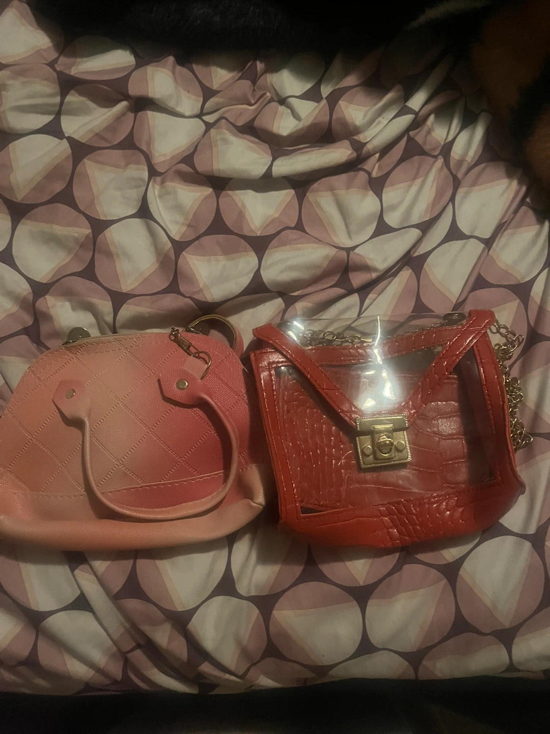 Two women's purses: pink dome and red clear crossbody - photo 3