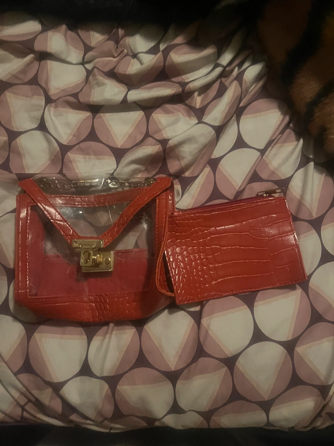 Two women's purses: pink dome and red clear crossbody - photo 5