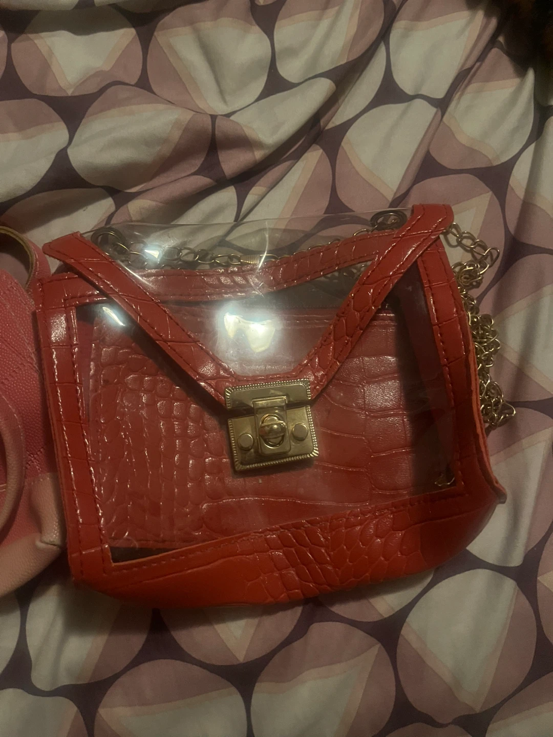 Two women's purses: pink dome and red clear crossbody - photo 2