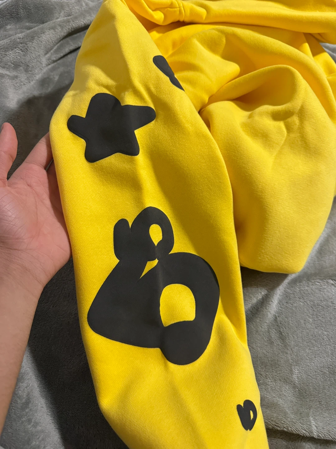 Yellow Sp5der Hoodie with Black Stars - photo 3