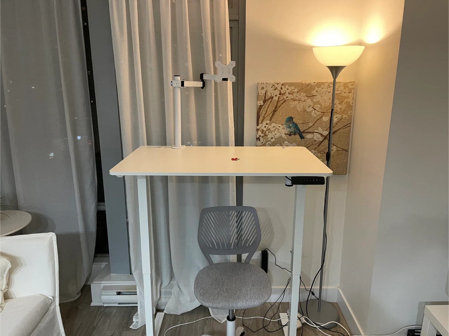 Adjustable Standing Desk with Monitor Mount and Ergonomic Chair
