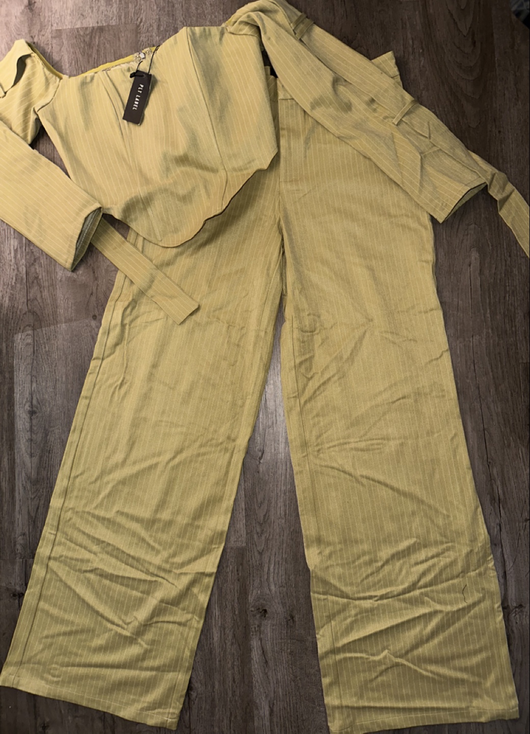 PLT Label Off-the-Shoulder Corset Top & Wide Leg Pants Set - photo 2