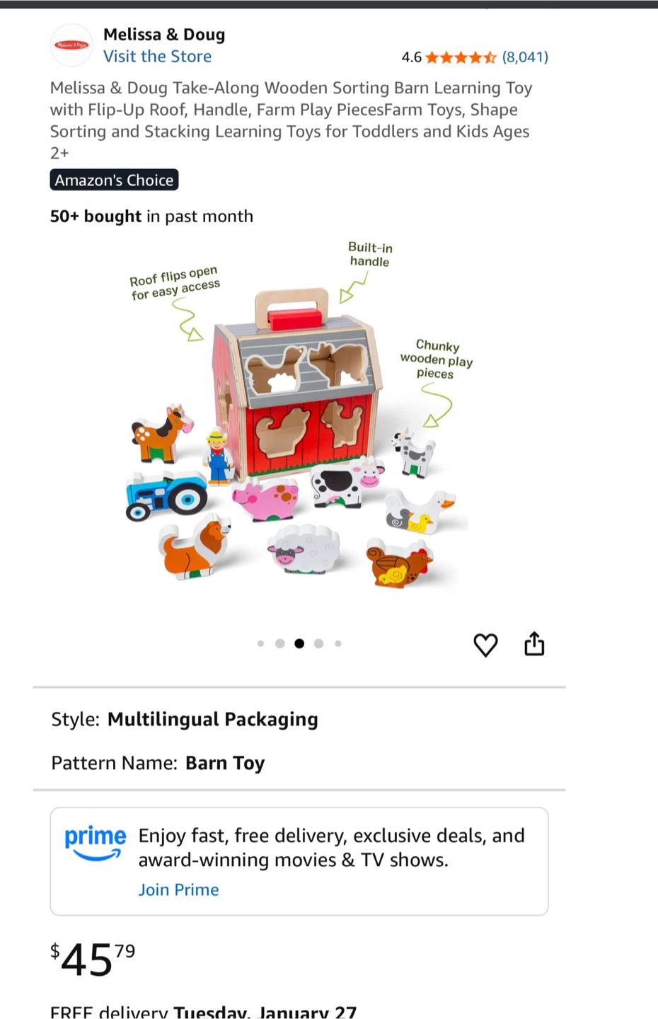 Melissa & Doug Take-Along Wooden Barn Toy