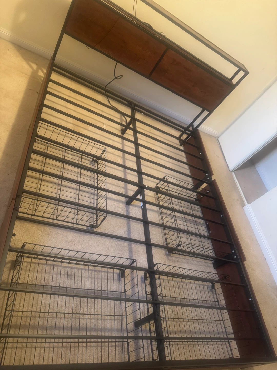 Metal Bed Frame with Wood Accents