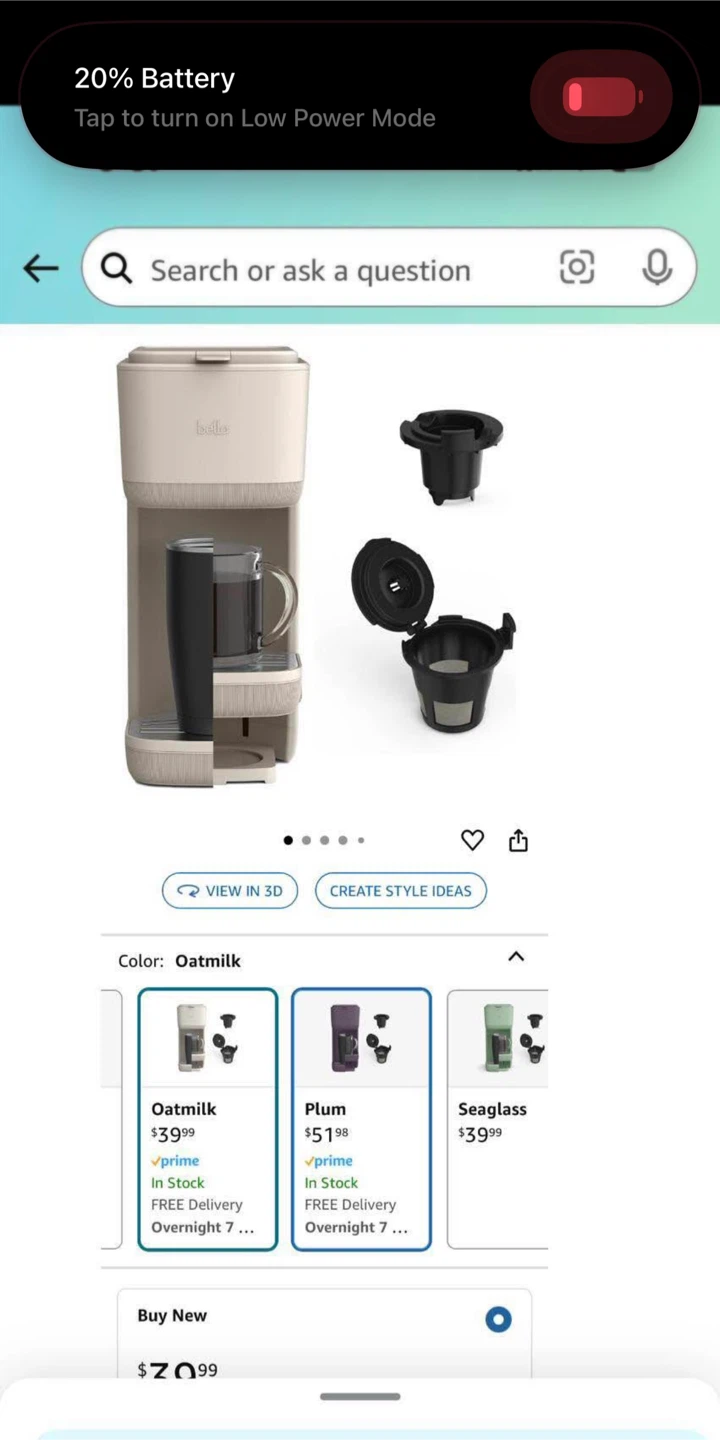 Bella Single-Serve Coffee Maker - Oatmilk - photo 3