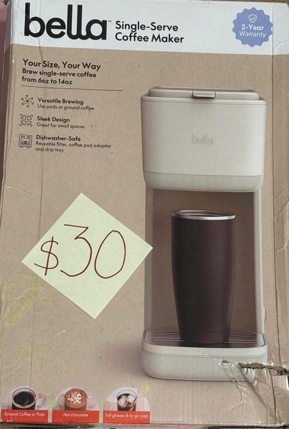 Bella Single-Serve Coffee Maker - Oatmilk
