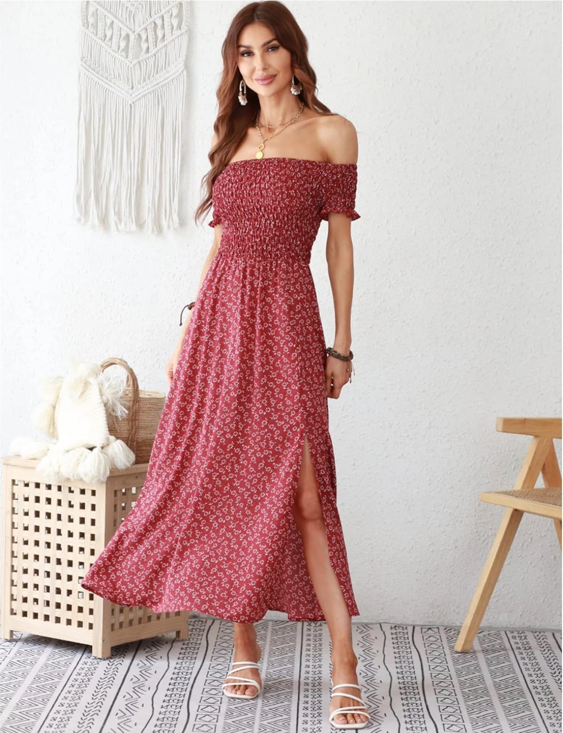 NEW! STYLEWORD Off-the-Shoulder Floral Bohemian Maxi Dress - photo 2