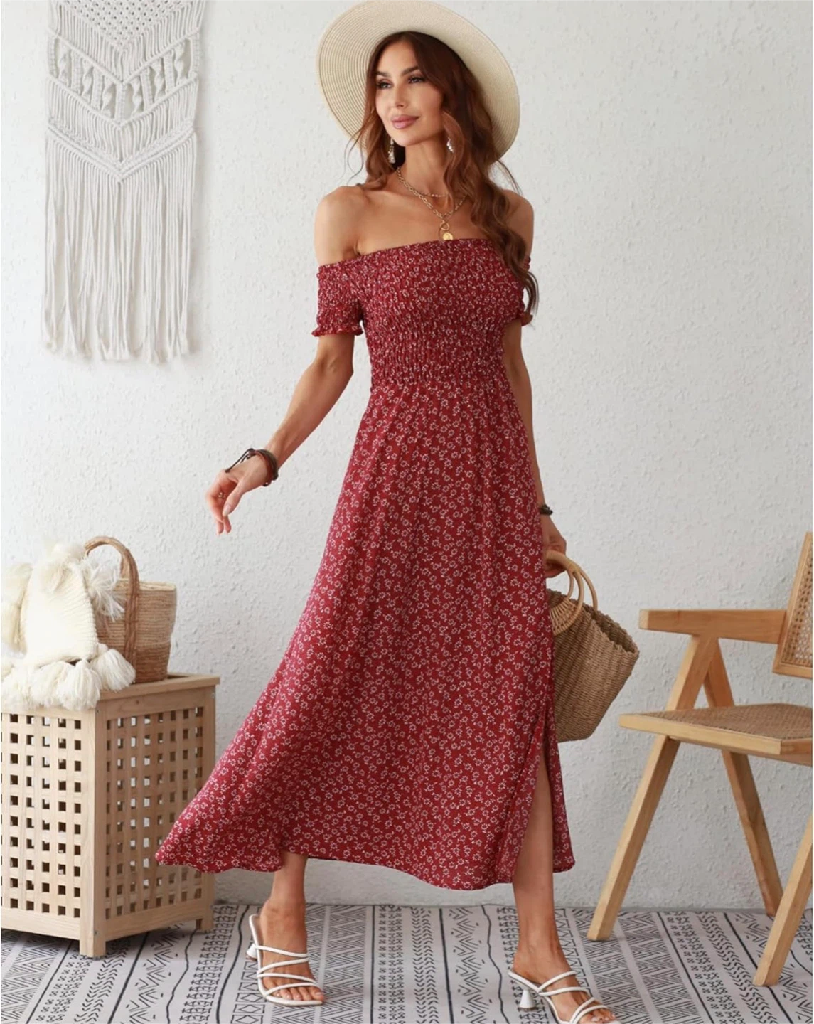 NEW! STYLEWORD Off-the-Shoulder Floral Bohemian Maxi Dress - photo 4