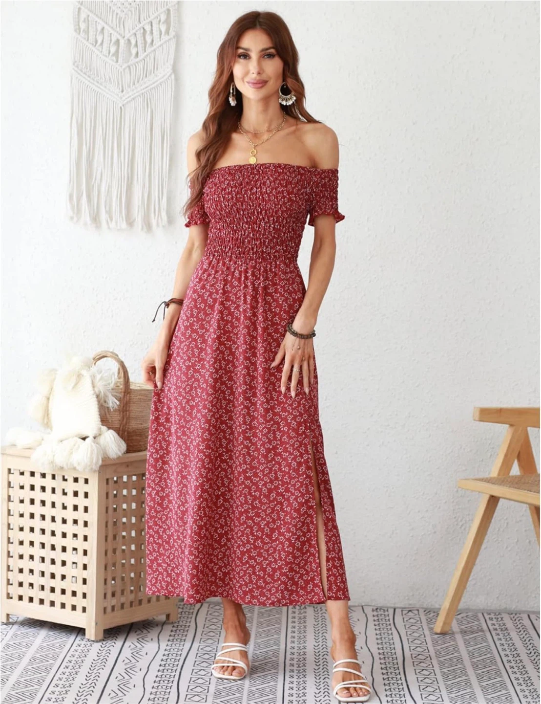 NEW! STYLEWORD Off-the-Shoulder Floral Bohemian Maxi Dress - photo 3