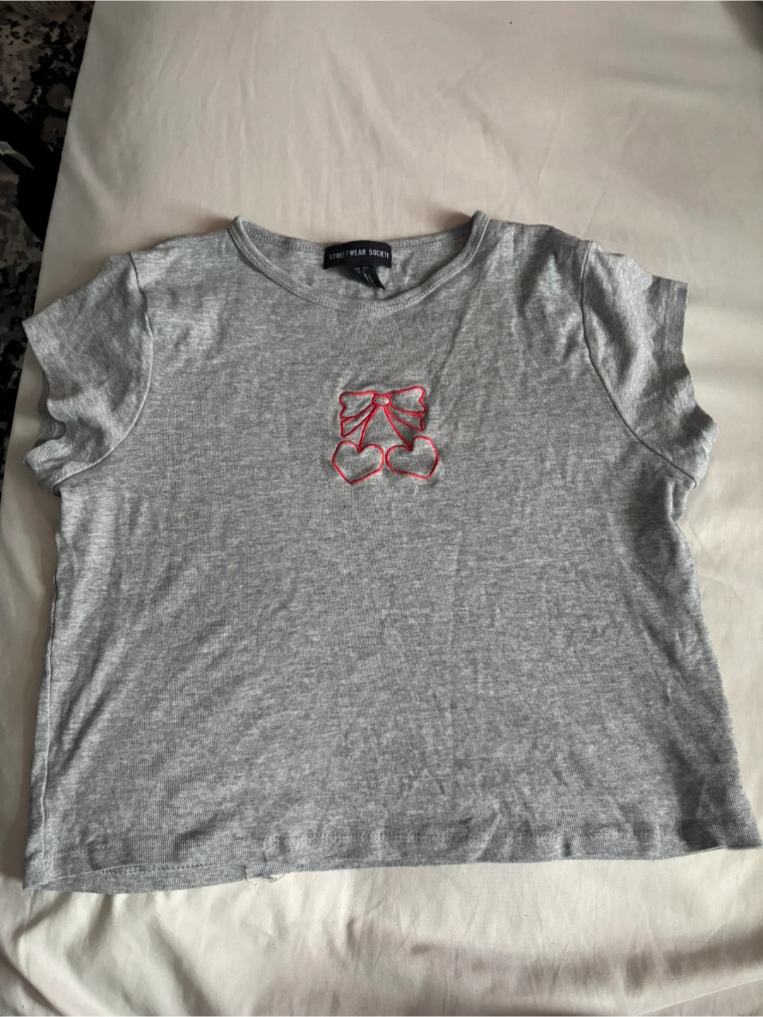 Streetwear Society Grey T-Shirt with Cherry Design - XL