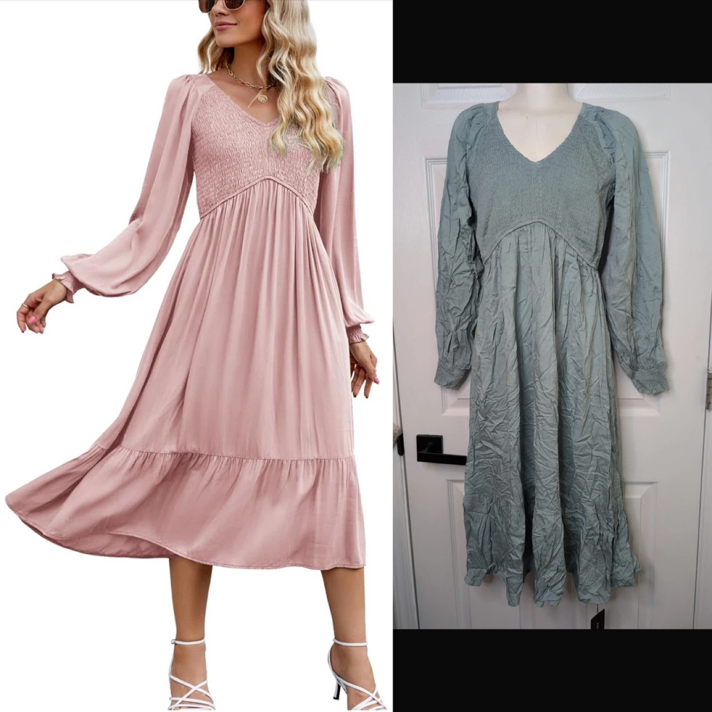 NEW! ZILCREMO Viscose Smocked Midi Dress