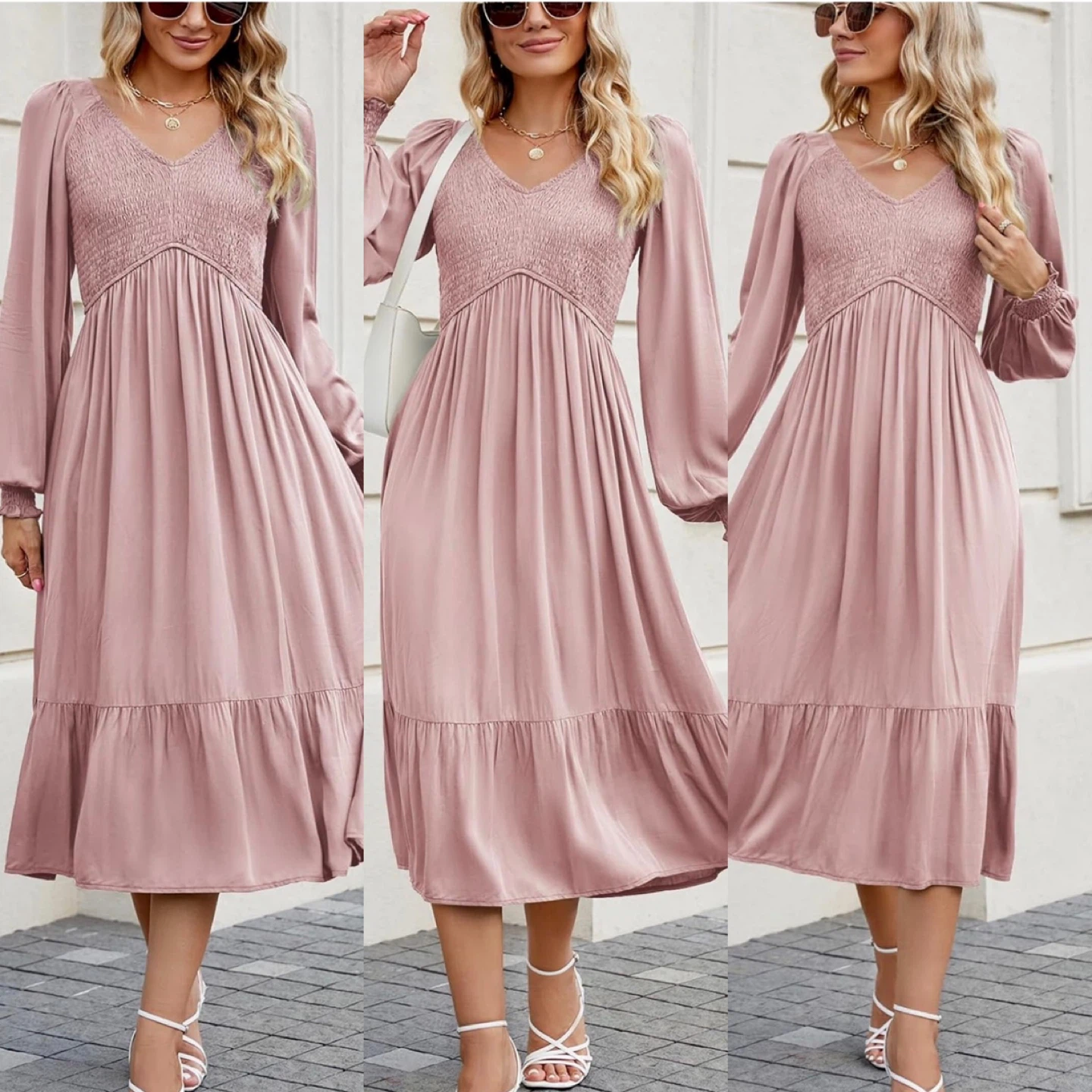 NEW! ZILCREMO Viscose Smocked Midi Dress - photo 4