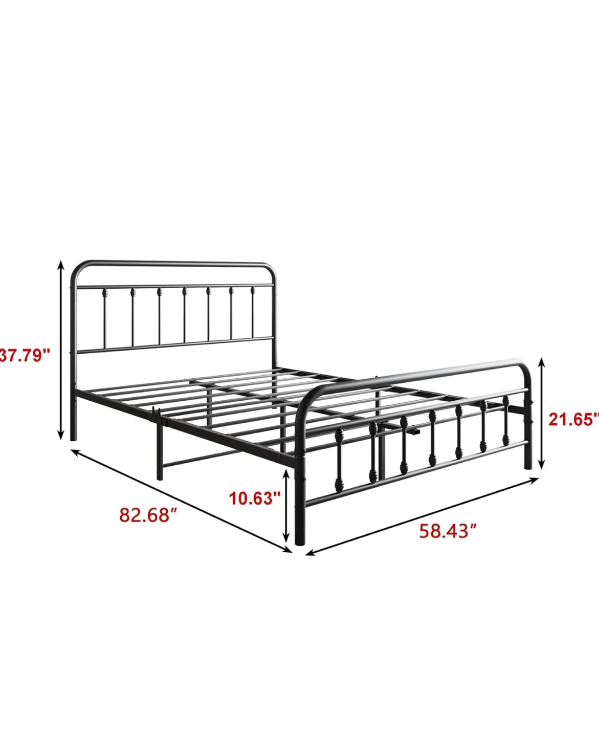 White Metal Bed Frame with charging station - Queen Size - photo 2