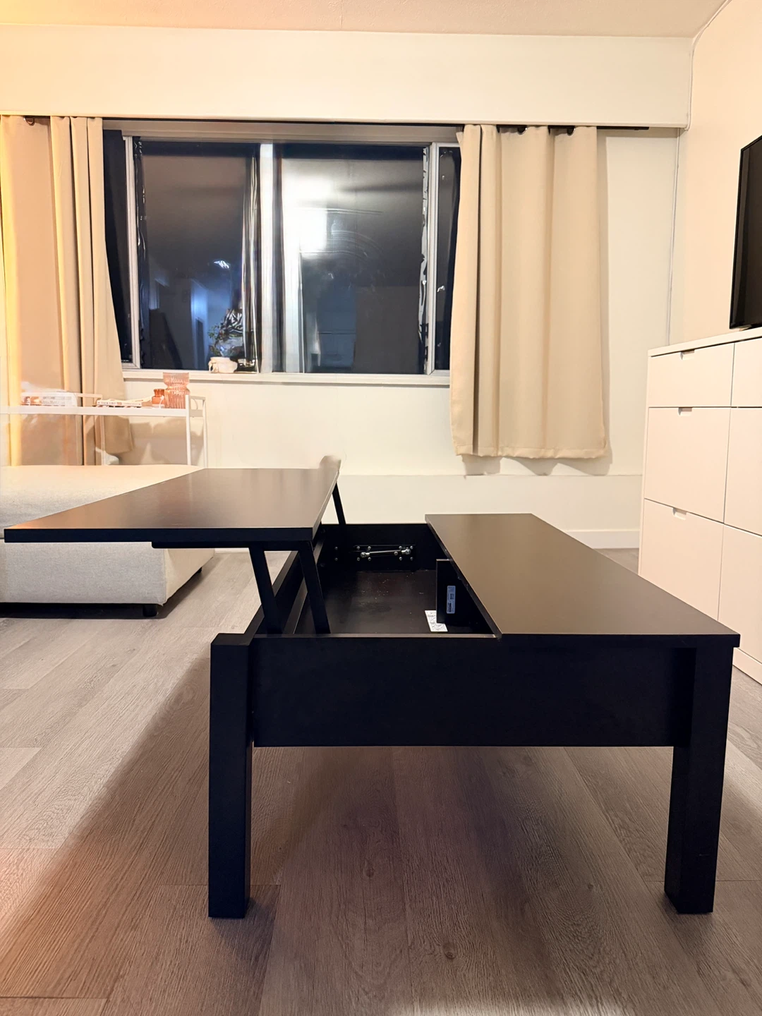Lift-Top Coffee Table with Hidden Storage - Dark Brown