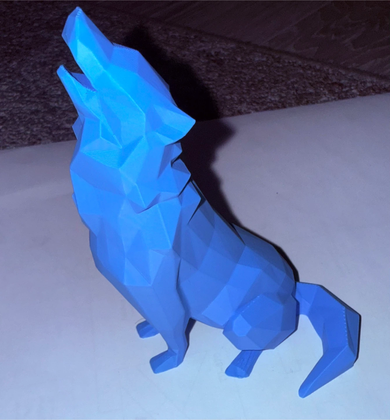 Blue Geometric Wolf Figurine