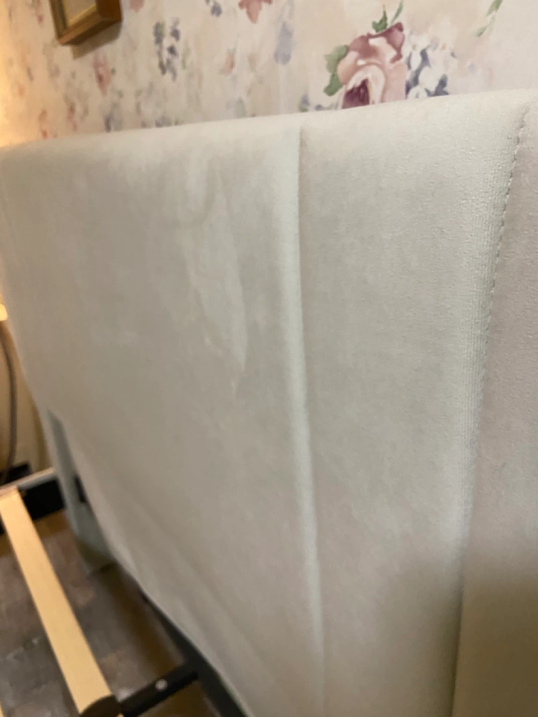 Light Ivory Upholstered Headboard and Bed Frame - photo 2