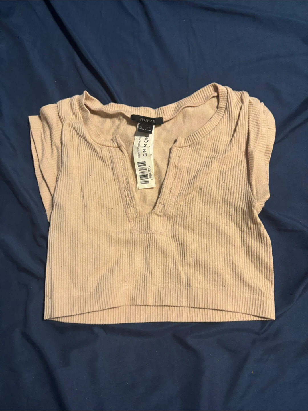 Forever 21 Ribbed Crop Top - Beige, Size S/M