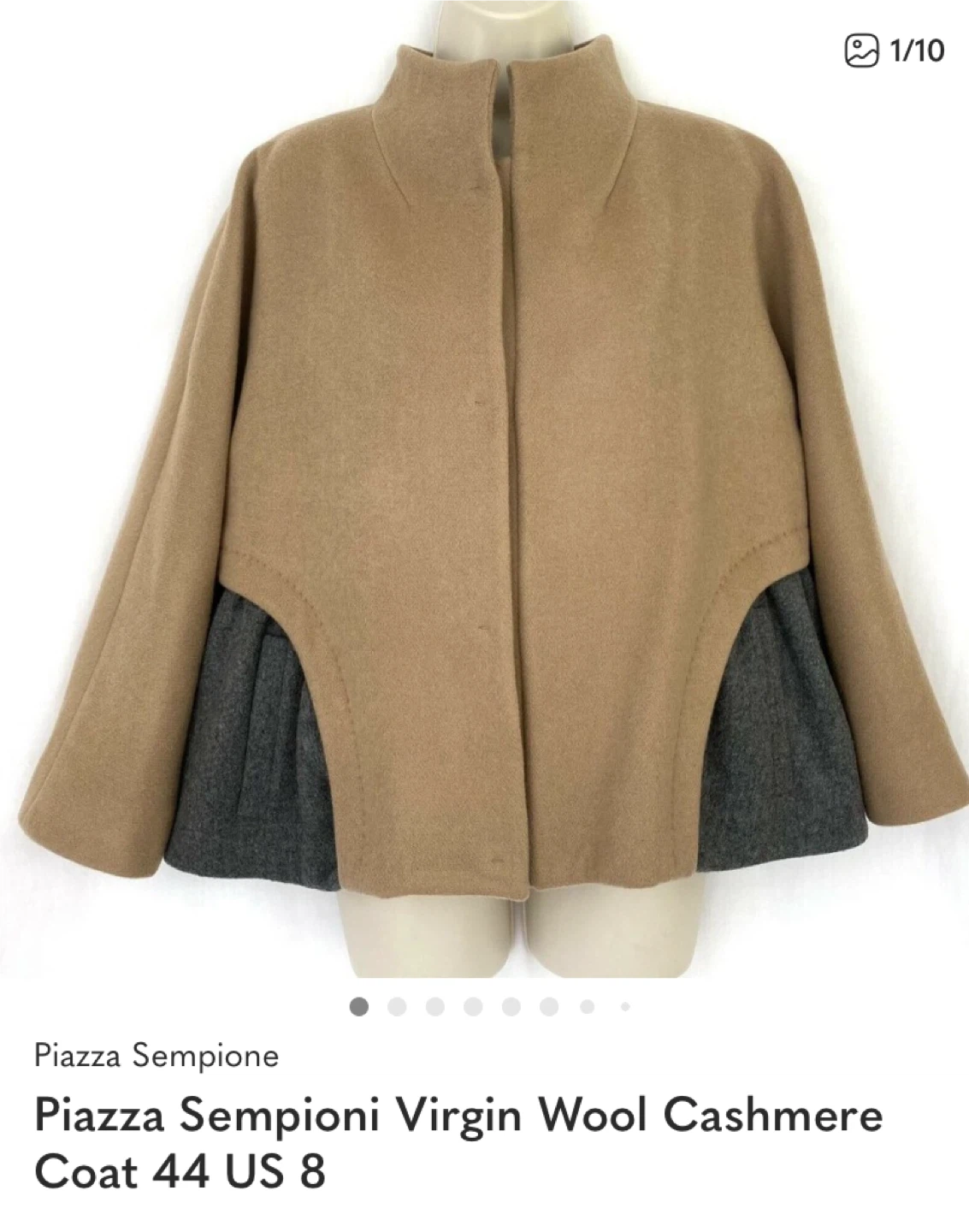 Piazza Sempione Virgin Wool Cashmere Coat 44 US 8