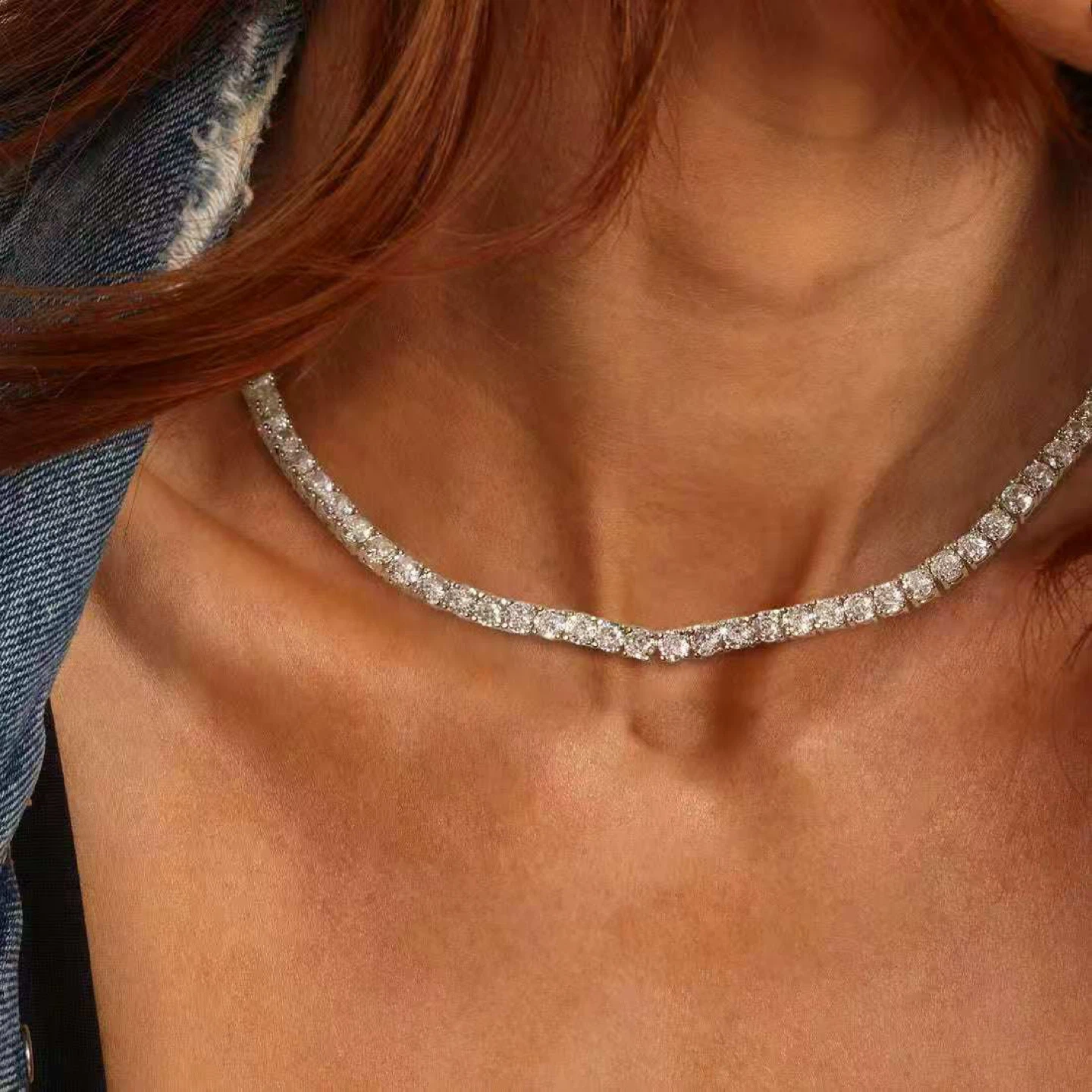 Sparkling Moissanite Tennis Necklace - photo 3
